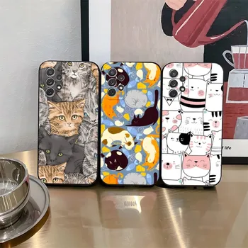 Cartoon Cute Cats fono telefono dėklas Silikonas Samsung S23 S30 S22 S21 S20 S9 S10 S8 S7 S6 Pro Plus Edge Ultra Fe Coque