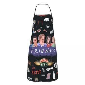 Cartoon Friends TV laida Prijuostės virtuvė Maisto gaminimas Kepimas Sodininkystė Centrinė perk prijuostės Virtuvė Juokinga Tablier vyrams Moterims