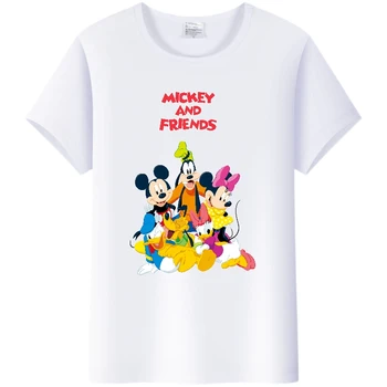 Casual Disney Cartoon Tees Mickey Mouse And Friends Women Summer Tops Short Sleeve Family T-Shirts White Vyriški drabužiai 90S Palaidinė