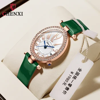 Chenxi 326 Moterų mados deimantinis ovalus laikrodis Moteriški laikrodžiai Relogios Feminino
