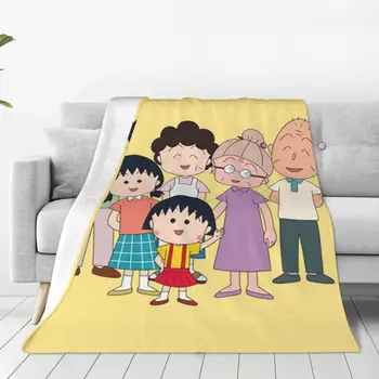 Chibi Maruko Chan Sakura Kyoko Megztos antklodės Animacinis anime mielas Flanelis Mesti antklodes Sofa Personalizuota Lengva lova
