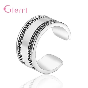 Classic 925 Silver Smooth Retro stiliaus reguliuojami pirštų žiedai moterims Pareiškimo vakarėlio sidabrinis žiedas papuošalai