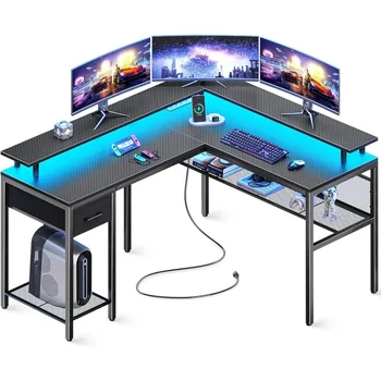Corner Desk Home Office Desk Carbon Fiber BlackFreight Free Gaming Computer Stalo baldai