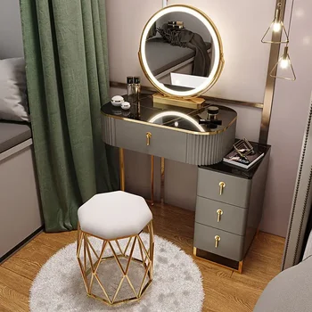 daugiafunkcis Nordic Coiffeuse Svetainė Tocador Vanity Modernus persirengimo stalas Miegamasis LED daiktadėžė Veidrodinis stalas Kambarys Dekoratyvinis