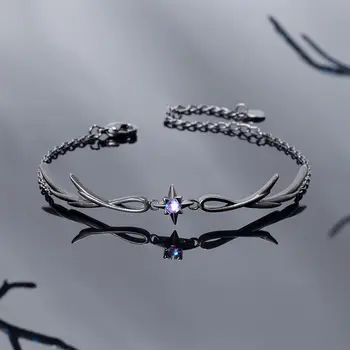 Delicate Shiny Zircon Star Apyrankė moterims Paprasta gotikinė tamsaus angelo sparnų tendencija Juvelyrikos mergaičių dovana