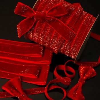 DHK Raudonojo aukso aksomo juostelės Naujųjų metų kalėdiniai aksesuarai Medžiagų dekoravimas 