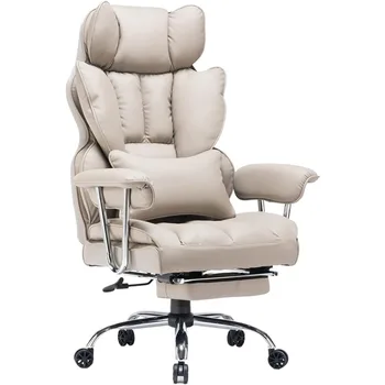 didelis aukštas atlošas Vykdomoji biuro kėdė PU odinė pasukama kėdė su kojų atrama ir juosmens atrama Kompiuterio ergonomika