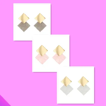 Didmeninė prekyba 10 geometrinių kvadratinių derinių pakabukų auskarai Derva Ladies Girls Mados papuošalų dovana 3 tipai 2021 Nauja