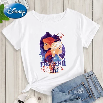 Disney Frozen Moteriški marškinėliai mergaitėms Elsa Tees Anime Cosplay Anna Tshirts Ropa De Mujer Harajuku marškinėliai Femme