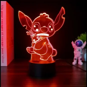 Disney Lilo & Stitch Led Šviesos figūrėlės Žvaigždė Kūdikis Usb Spalvingas jutiklinis nuotolinio valdymo pultas 3D stalinė lempa Naktinė lemputė Gimtadienio dovana vaikams