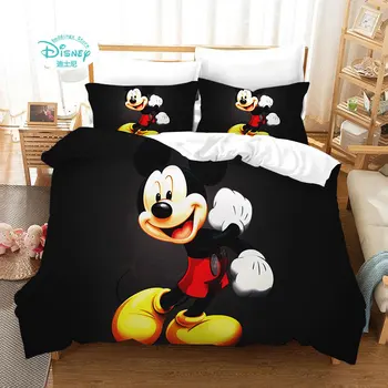 Disney Mickey Mouse patalynės komplektas berniukams Lova Viengulė antklodė Antklodės užvalkalas 3vnt Vaikų miegamojo dekoras Karalienės karaliaus dydis Poros kambarys