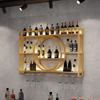 Display Kitchen Vyno lentynų organizatorius Viskio laikiklis Alkoholinių gėrimų parduotuvės ekranas Didelis vyno stovas Modernus aukso baras Schrank baldai