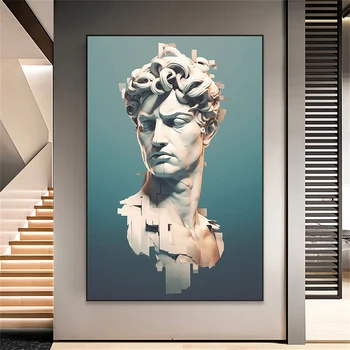 Dovydo skulptūros meno plakatas Spalvinga Romos statula Graffiti menas Marmuro skulptūra Atspaudai Drobė Tapyba Estetinis namų kambario dekoras