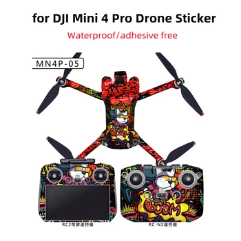 Drone Inclusive lipdukai DJI Mini 4 Pro lipdukams be klijų korpuso DJI Mini 4 Pro PVC vandeniui atsparios plėvelės priedas