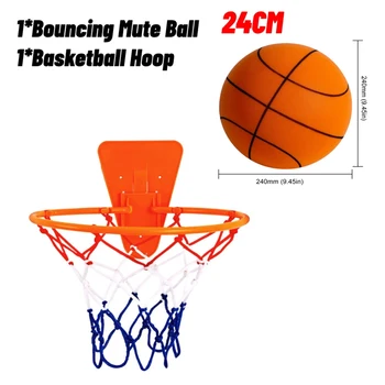 Dropshipping Silent Basketball with Basketball Hoop High Bouncing Mute Ball Indoor Practice Silent Basketball 24cm Size 7