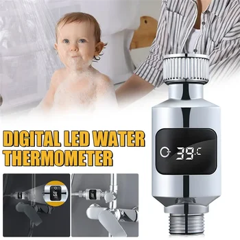 Dušo galvutė Vandens temperatūros monitorius Elektra LED namų maudymosi dušo vandens maišytuvai Termometro rodymo matuoklis 360 ° besisukantis