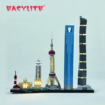 EASYLITE LED šviestuvų rinkinys, skirtas 21039 architektūrai Šanchajaus statybinių blokų apšvietimo rinkinys neįtrauktas į modelį