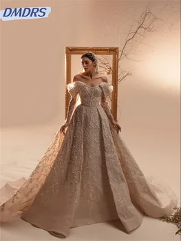 Elegantiškos grindų ilgio vestuvinės suknelės2024 Prabangūs karoliukais puošti blizgučiai Chalatai Seksuali nuotakos suknelė be petnešėlių Vestidos De Novia