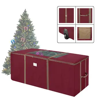 Elf Stor Red Rolling Christmas Tree Storage Duffel Bag W/Window for 9 Ft Tree Heavy-Duty Rolling Bag with PVC išklotas interjeras