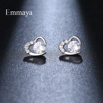 Emmaya Žavingas širdies formos simetriško stiliaus modelis su AAA Cirkonio auskaru moteriškam elegantiškam dekoravimui Mados papuošalai