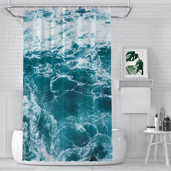 Estetinės bangos vonios kambario dušo užuolaidos vandenynui atsparios pertvaros užuolaidos juokingi namų dekoro priedai
