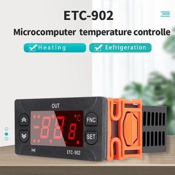 ETC-902 12-24V 110V 220V skaitmeninis temperatūros reguliatorius LED ekrano termostatas su šilumos / aušinimo valdymo prietaisu NTC jutiklis