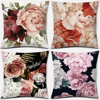 Fashion Rose Printing Series Raštas Pagalvės užvalkalas Kvadratinis pagalvės užvalkalas Namų biuro dekoravimo pagalvės užvalkalas