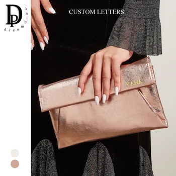 Fashion Women Evening Clutch Bag Custom Letters Shining Envelope Pouch Shoulder Bag Personalize Name Lady Party Dinner Handbag