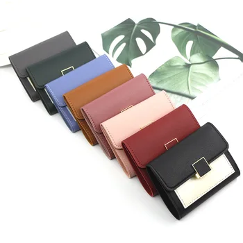 Fashion Women Wallets Leather Female Purse Mini Hasp Solid Multi-Cards Holder Coin Short Wallets Slim Small Wallet Zipper Hasp