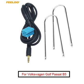 FEELDO 1Set Car 3.5mm stereo audio aux įvesties kabelio adapteris su pagrindiniais įrankiais Volkswagen Golf Passat B5 Bora Polo Blaupunkt
