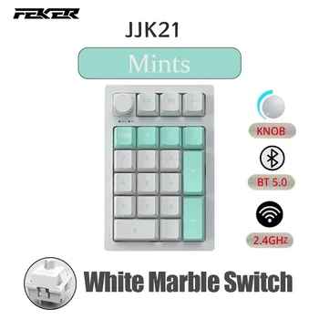 FEKER JJK21 Mechaninis skaitmeninis klaviatūros kilimėlis 3 režimų USB-C/ BT/2.4G RGB Finansinė apskaita Kasos aparatas Biuro klaviatūros dovana