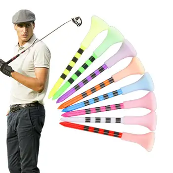 Flight Path Golf Tees 50vnt Anti-Slice Professional Golf Ball Tees Glow-in-the-Dark Striped Soft 83mm Tee sumažina trintį