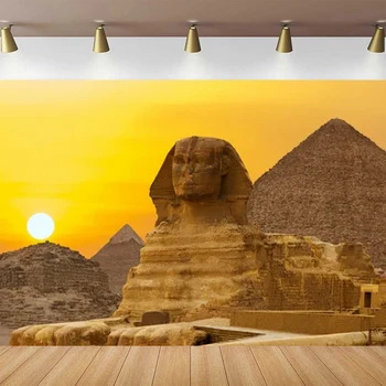 Fotografija Fonas Dykuma Egipto sfinksas Piramidės scenos fonas Reklamjuostė Egipto kelionių tema Vakarėlių dekoravimo plakatas