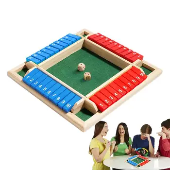 Four-Person Digital Colour Dice Shut The Box Board Game Four Sided Table Game Set for Bar Family Party Games