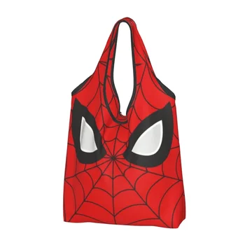 Funny Printed Classic Red Spider Web Shopping Tote Bags Portable Shoulder Shopper rankinė