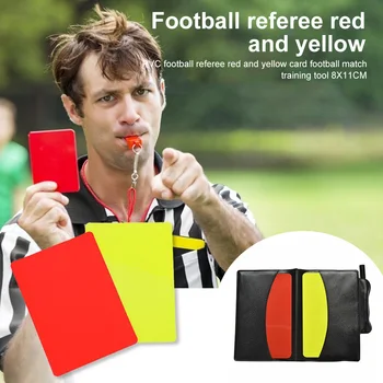 Futbolo futbolo teisėjo kortelių rinkinys Futbolo raudonų ir geltonų kortelių teisėjas tiekia piniginę Užrašų knygelė Profesionalus žaidimų teisėjo įrankis