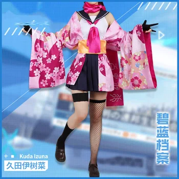 Game Blue Archive cos Kuda Izuna Cosplay kostiumas Mielas Hyakkiyako kimono plisuotas sijonas Uniforminis moteriškas kostiumas A