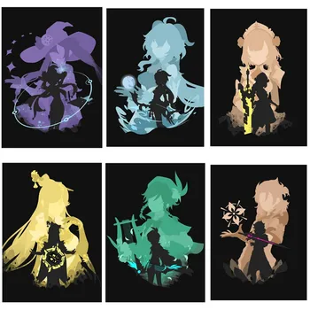 Genshin Impact Žaidimas Anime Plakatas Drobė Tapyba Aliejinė tapyba Meno tapyba ant drobės ir svetainės dekoravimo tapyba
