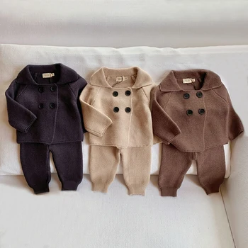 Gentleman Baby Boy Drabužių rinkiniai ilgomis rankovėmis Boy Cardigan + Kelnės Kūdikių berniukų drabužiai 2vnt Kostiumo apranga