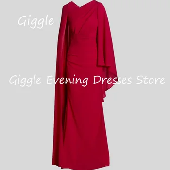 Giggle Satin Mermaid V-neck Arab Ruffle Formal Elegant Prom Gown Floor Length Saudi Evening Party Suknelės moterims 2023