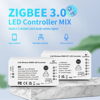 GLEDOPTO ZigBee LED juostų valdiklis RGBCCT RGBW Pro RGB spalvų šviesos mišinys Homey Alexa Tuya SmartLife SmartThing App valdymas balsu