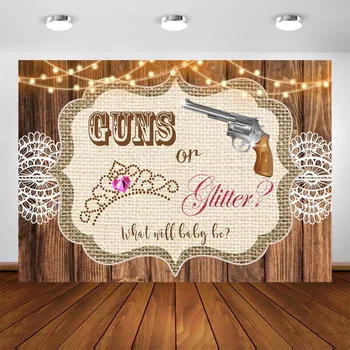 Guns or Glitter Gender Reveal Background Boy or Girl Party Decorations Banner Photo Background Gender Reveal Guess Photocall