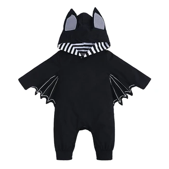 Helovinas Cosplay Šikšnosparnio kostiumas Romper naujagimis kūdikis berniukas mergaitė apranga drabužiai kūdikių gobtuvas romperiai Kombinezonai