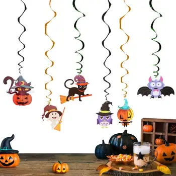 Helovinas Kabančios sūkurinės dekoracijos Lubų folijos srautai Spiralinė ragana Moliūgų vaiduoklių dekorai Helovino vakarėlių reikmenims