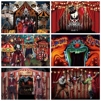 Helovino blogio cirko fonas Scary Grove Vampyrų klounas Karnavalas Siaubo vakarėlis Nuotrauka Fono fotografija Kūdikio portretas