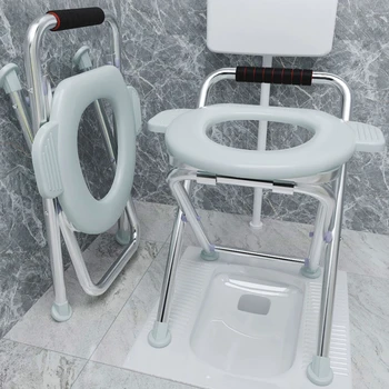 Home Squat Tualeto kėdė Nerūdijančio plieno vonios kėdė Patogi sulankstoma dušo kėdė Stabilūs ir neslystantys vonios baldai