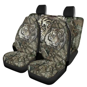 INSTANTARTS Laukinio liūto dizaino automobilio salono sėdynių dangtelio apsauga Universalūs automatiniai sėdynių užvalkalai 4 komplektų apsauginiai interjero priedai