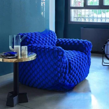 Interneto įžymybė Vienvietė sofos kėdė Mėlyna riebi svetainė Minimalistinis dizainerio modelis Klein Blue Lazy sofa