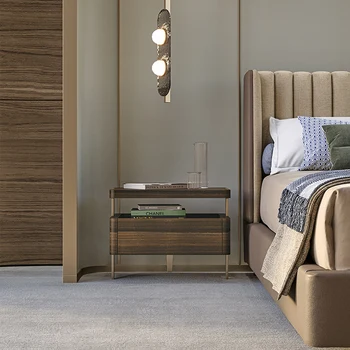 Itališkas minimalistinis miegamasis naktinis staliukas šviesus prabangus dizainerių spinteles Advanced Sense daiktadėžės