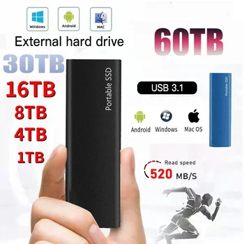 Išorinis kietasis diskas Nešiojamasis SSD 1TB didelės spartos kietojo kūno diskas USB3.1 C tipo sąsaja Didelės talpos saugykla Standusis diskas, skirtas nešiojamam kompiuteriui / 